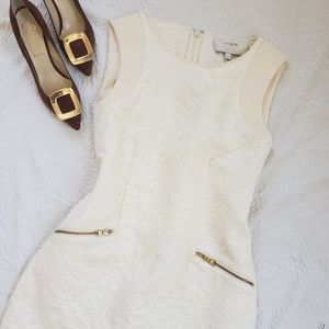 J.Crew cream jacquard zip-pocket shift dress